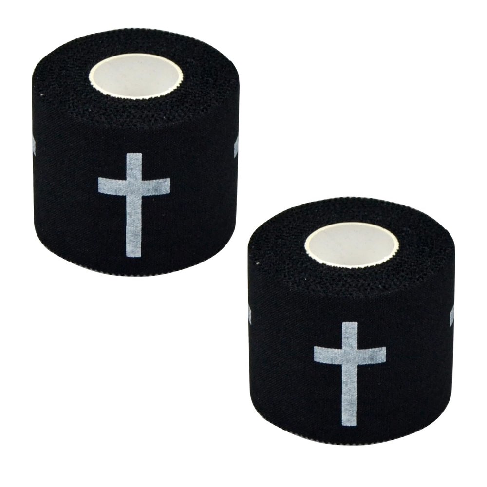 2 Pcs Christian Athletic Sports Tape 2in x 23ft Cotton Zinc Oxide White Cross Wrist & Ankle Tape for Tennis, Baseball,Football, BoxingJesus Gift for Men & Women (2Pcs-Whitecross)