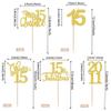30 PCS Happy 15th Birthday Cupcake Toppers 15 Fabulous Fifteen Since 2011 Cupcake Picks Cheers to 15 Years Party Decorations for 15th Birthday Anniversary Party Cake Decorations Supplies Gold view 2