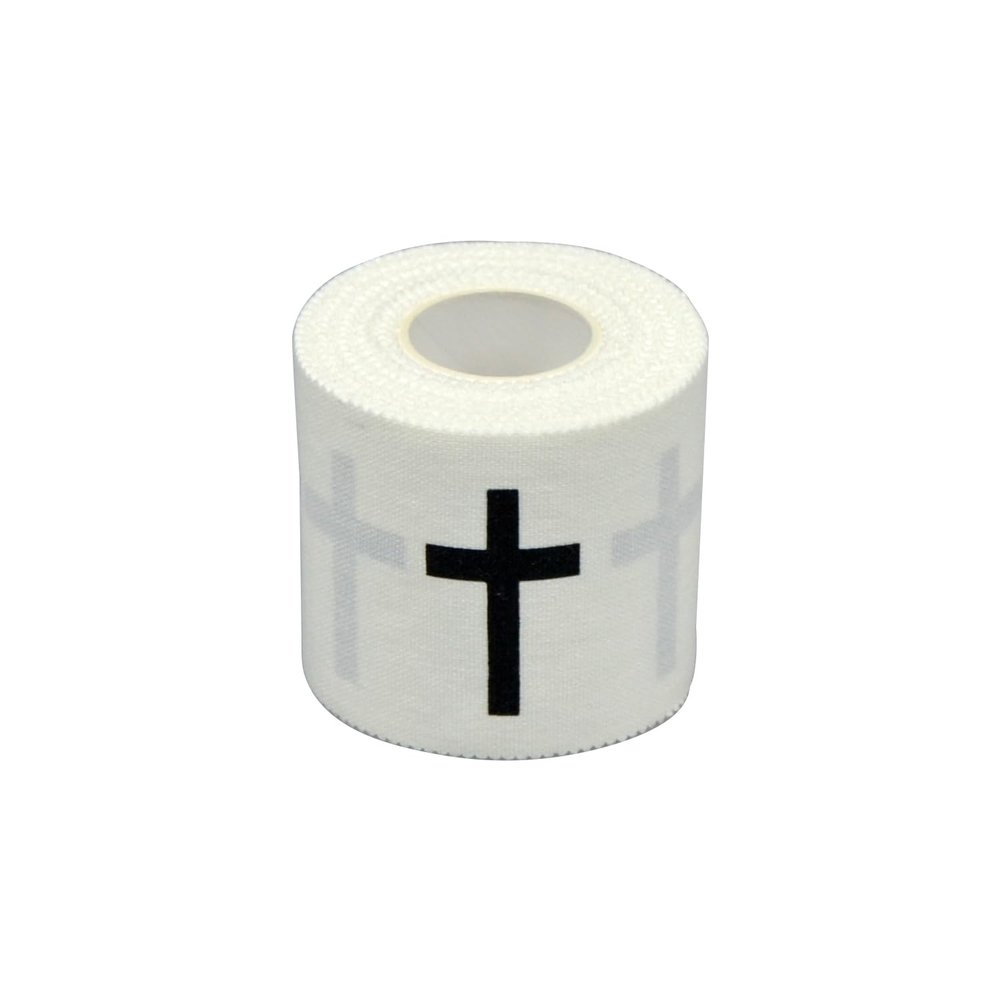 1 Pcs Christian Athletic Sports Tape 2in x 23ft Cotton Zinc Oxide Black Cross Wrist & Ankle Tape for Tennis, Baseball, Football, BoxingJesus Gift for Men & Women (1Pcs-Blackcross)