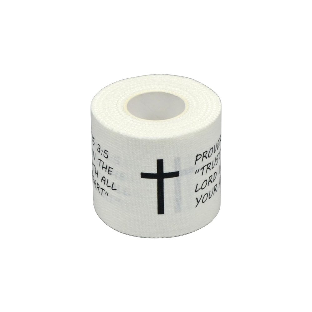 1 Pcs Christian Athletic Sports Tape 2in x 23ft Cotton Zinc Oxide White Bible Verse Wrist & Ankle Tape for Tennis, Baseball, Football, BoxingJesus Gift for Men & Women (1Pcs-White)
