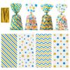 Aegero 120 Pack Blue/Gold (wave dots/ wave stripes /diagonal stripes/Star Printed)Cellophane Treat Bags,10.63 x 5.12 Inch Plastic Candy Goodies Bags with 140 Pcs Twists for Valentine,Birthday,Bakery,Wedding,Gift Cookie Snack Packing,Party Favor Suppl view 1