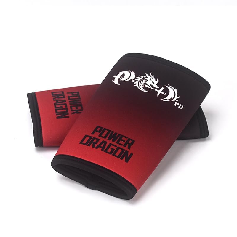 POWER DRAGON7mm WeightLifting Knee Sleeves (1 Pair) Knee Compression Sleeve Support for Squats, Powerlifting Fitness Training Professional Support Brace for Unisex (Black Red, XS)