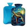 Hot Water Bottle with Cover, 2L Hot Water Bag for Pain Relief Hand Feet Warmer(Sea Turtle Oil Paiting Starry Night) view 1