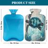 Hot Water Bottle with Cover, 2L Hot Water Bag for Pain Relief Hand Feet Warmer(Retro Map Sea Turtles) view 2
