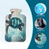 Hot Water Bottle with Cover, 2L Hot Water Bag for Pain Relief Hand Feet Warmer(Retro Map Sea Turtles) view 3