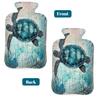 Hot Water Bottle with Cover, 2L Hot Water Bag for Pain Relief Hand Feet Warmer(Retro Map Sea Turtles) view 4