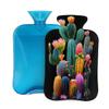 Hot Water Bottle with Cover, 2L Hot Water Bag for Pain Relief Hand Feet Warmer(Colorful Cactus Print) view 1