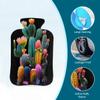 Hot Water Bottle with Cover, 2L Hot Water Bag for Pain Relief Hand Feet Warmer(Colorful Cactus Print) view 3