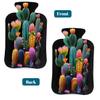 Hot Water Bottle with Cover, 2L Hot Water Bag for Pain Relief Hand Feet Warmer(Colorful Cactus Print) view 4