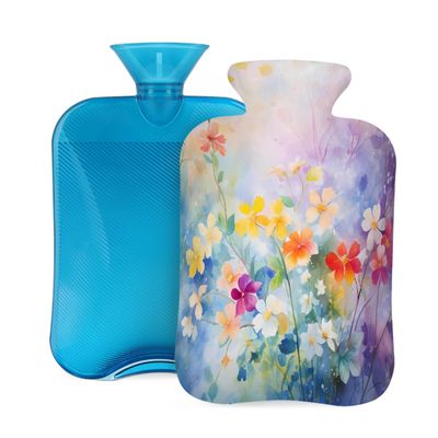 Hot Water Bottle with Cover, 2L Hot Water Bag for Pain Relief Hand Feet Warmer(Beautiful Flower Floral)