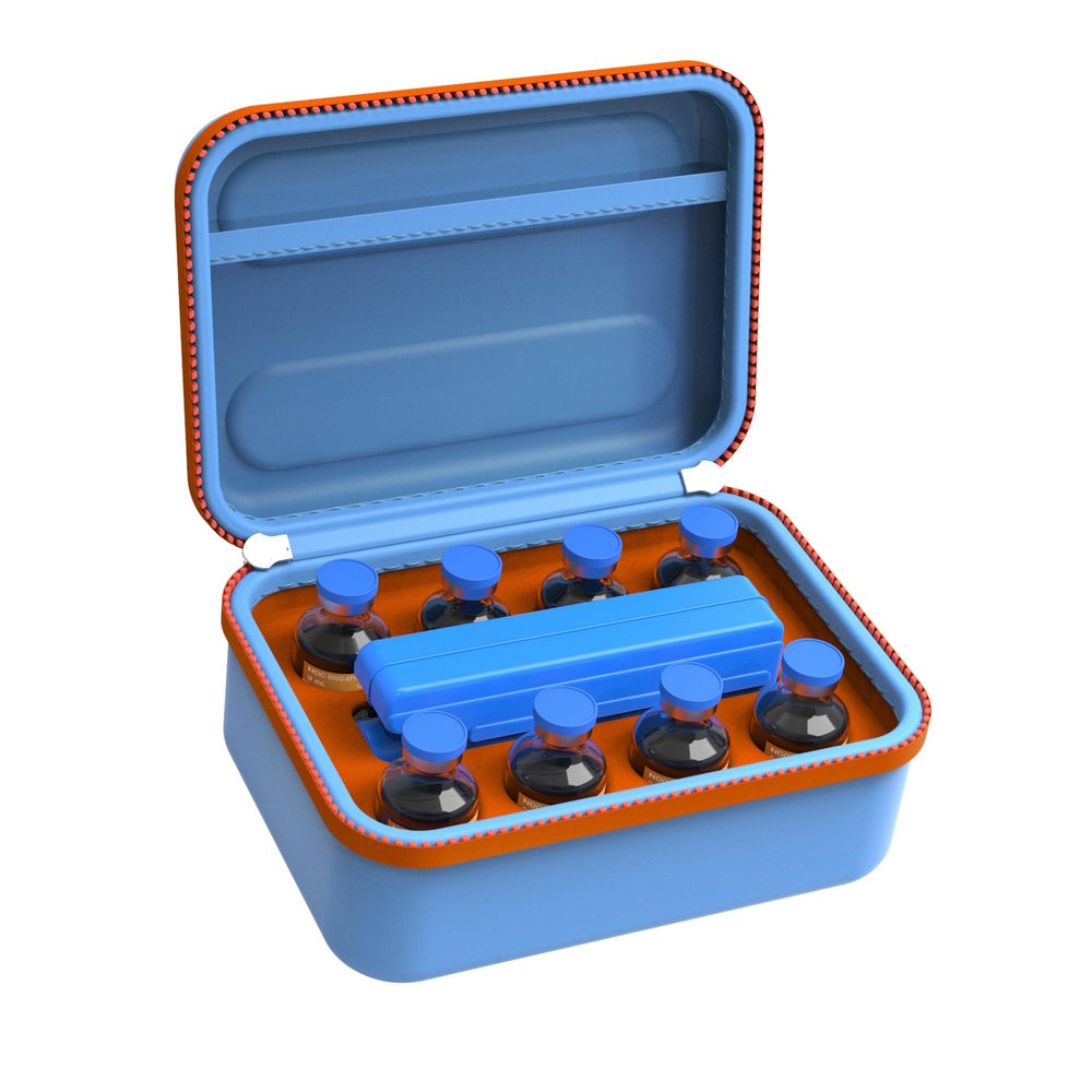 SHBC Insulin Vial Cooler Case with Ice Brick EVA Protective Organizer Fridge with Mesh Pocket for Diabetic Supplies, fits 8 Standard 10ml Vials, Shockproof and Portable for Travel, Work, Home, etc.