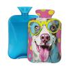 Hot Water Bottle with Cover, 2L Hot Water Bag for Pain Relief Hand Feet Warmer(Polka Dot Yellow Sunglasses Border Collie) view 1