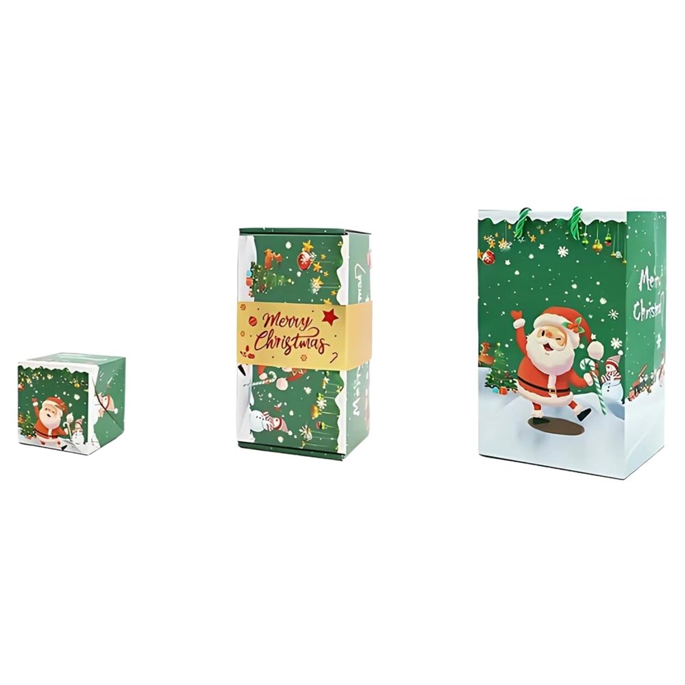 5 Packs Christmas Surprise Jump Box Gift Set, Pop Up Cash Box with Greeting Card, Gift Box & Bag, Santa Themed Christmas Party Supplies for Kids, Holiday Money Holder for Stocking Stuffers (Santa green,5PCS)