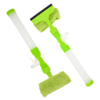 COOLHIYA 2pcs Glass Cleaning Wiper Tool with Water Spray Function Flexible Dual-Sided Squeegee for Shower Doors Car Windshields and Windows Multi-use Surface Cleaner for Bathroom and