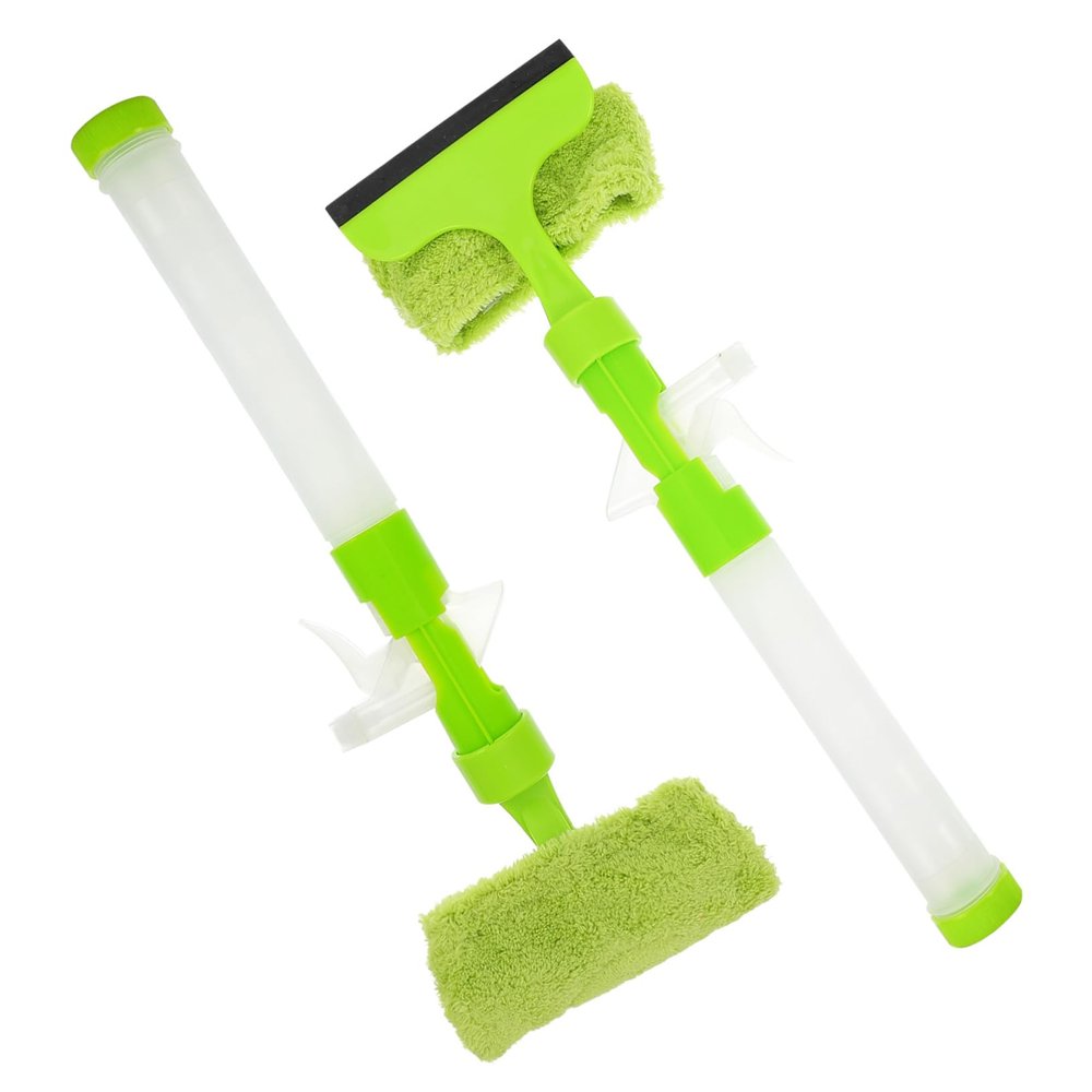 COOLHIYA 2pcs Glass Cleaning Wiper Tool with Water Spray Function Flexible Dual-Sided Squeegee for Shower Doors Car Windshields and Windows Multi-use Surface Cleaner for Bathroom and