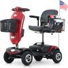 Mobility Scooters for Seniors & Adults 400 Lb Weight Foldable,All Terrain Heavy Duty 4-Wheel Powered Scooter,Ultra Stable Mobile Electric Wheelchair,Rear Car Basket and Shoulder Bag,red view 1
