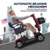Mobility Scooters for Seniors & Adults 400 Lb Weight Foldable,All Terrain Heavy Duty 4-Wheel Powered Scooter,Ultra Stable Mobile Electric Wheelchair,Rear Car Basket and Shoulder Bag,red view 2