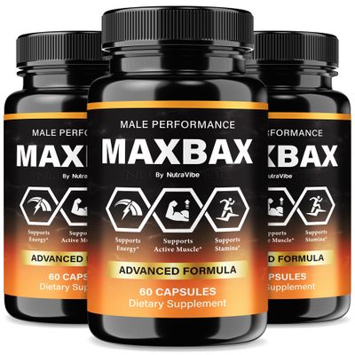 (3 Pack) MaxBax Capsules Max Bax Natural Formula with Premium Ingredients to Support Potency, Muscular Power, Stamina, Lasting Energy & Daily Performance | Easy-to-Take, 90 Day Supply (180 Capsules)