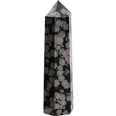 10pcs Large Snowflake Obsidian Crystal Point, 6 Faceted Hexagonal Prism Crystal Tower 2.76-3.9in, Natural Crystals and Healing Stones for Energy Healing, Meditation, Home Decor