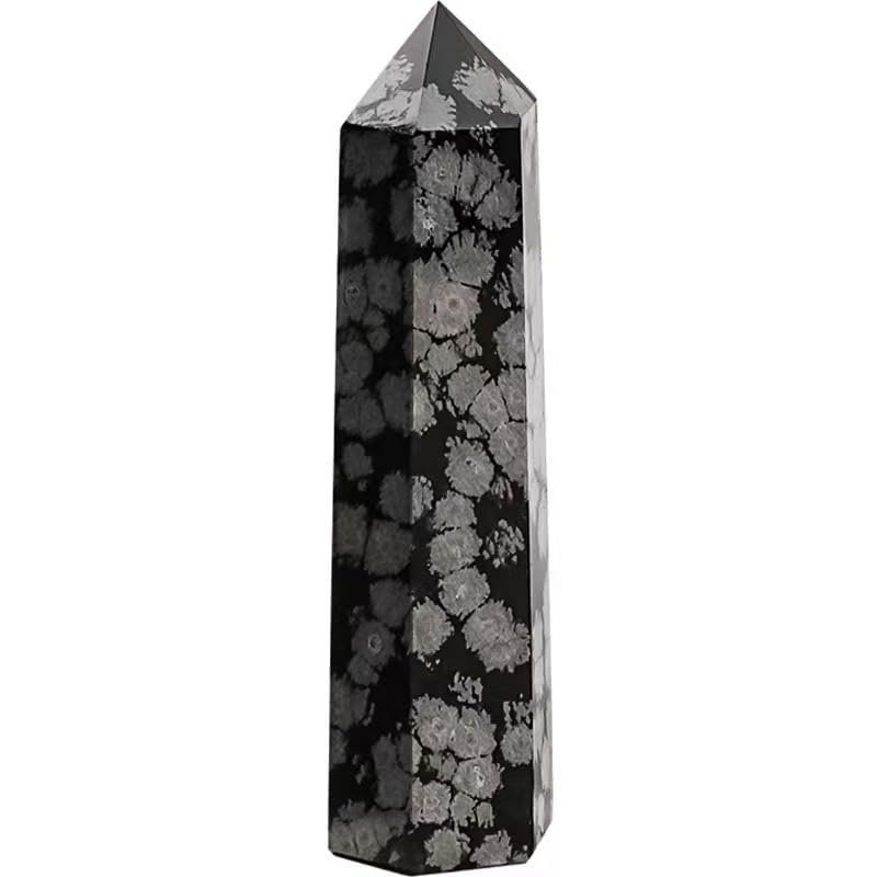 10pcs Large Snowflake Obsidian Crystal Point, 6 Faceted Hexagonal Prism Crystal Tower 2.76-3.9in, Natural Crystals and Healing Stones for Energy Healing, Meditation, Home Decor