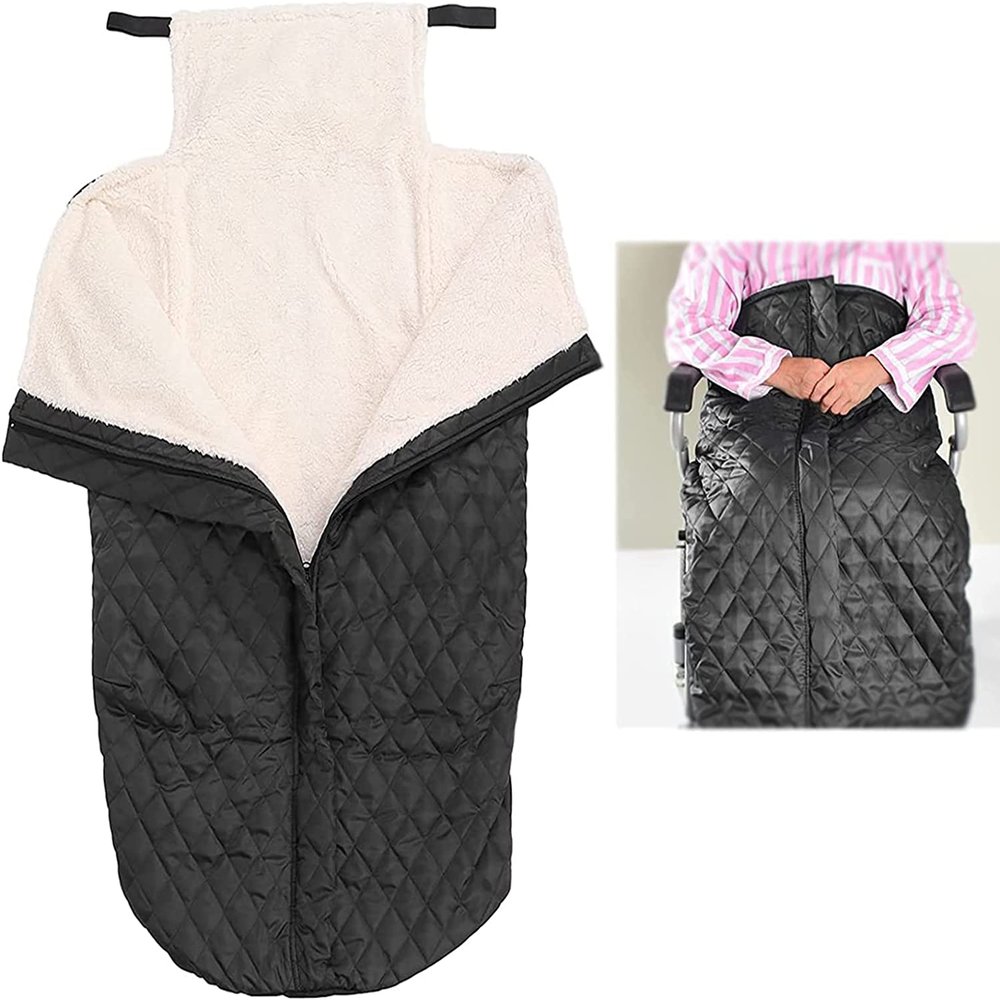 EUQKKWLOY Double Layered Wheelchair Warm Covers Waterproof Lap Blanket Fleece Lined Cozy Cover with Zipper for Elderly Patients and Disabled Leg Lower Body Warm