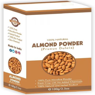 100% Organic Pu.re Almond Powder | Natural Badam Powder | Almond Powder for Face | Badam Powder for Hair | Complete Skin Care, 100 Grams