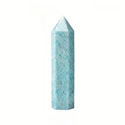 10pcs Large Amazonite Crystal Point, 6 Faceted Hexagonal Prism Crystal Tower 2.76-3.9in, Natural Crystals and Healing Stones for Energy Healing, Meditation, Home Decor