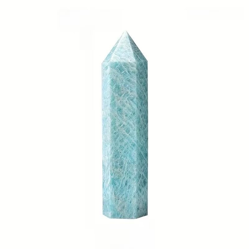 10pcs Large Amazonite Crystal Point, 6 Faceted Hexagonal Prism Crystal Tower 2.76-3.9in, Natural Crystals and Healing Stones for Energy Healing, Meditation, Home Decor