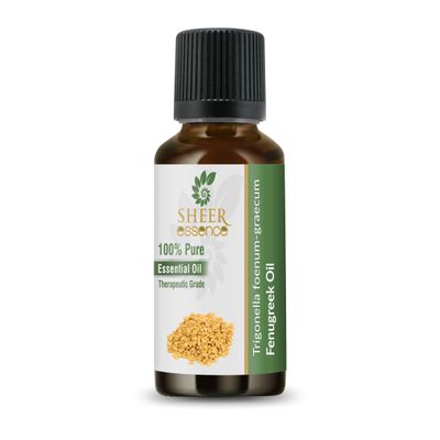Sheer Essence Fenugreek Essential Oil 100% Pure and Natural Ayurvedic Oil for Hair & Scalp Care, Massage, Diffuser, DIY Beauty and Aromatherapy Plant Based, Non-Greasy & Premium (Fenugreek 100ML)