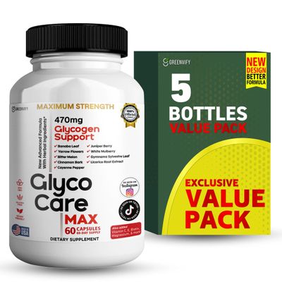 GREENVIFY GlycoCare MAX Glycogen Support Supplement, 60 Capsules, with Banaba Leaf, Juniper Berry, Vitamins & Minerals (5)