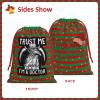 BYOBLU Trust Me I'm A Doctor I Medieval Plague Doctor Christmas Gift Bags, Santa Wrapping Bags, Xmas Presents Bag With Drawstring, Holiday Party Favors Birthday & Christmas Gift (Large Medium Small) view 2