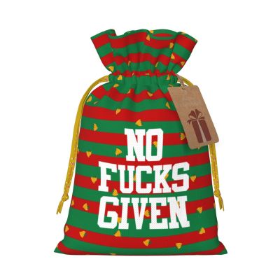 No Fuck Given Christmas Gift Bags, Santa Wrapping Bags, With Drawstring And Tags Reusable, Xmas Presents Bag, Holiday Party Favors, Birthday & Christmas Gift