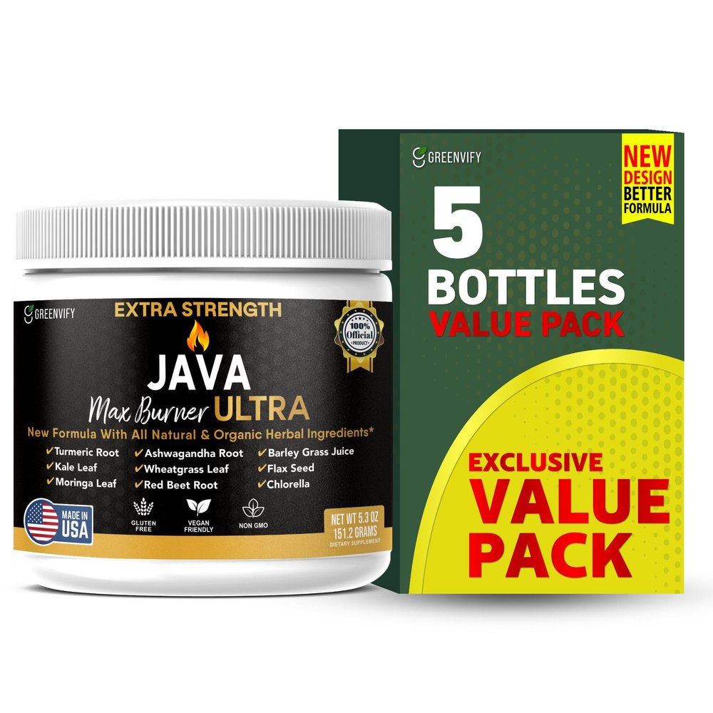 GREENVIFY Java Max Burner Ultra Extra Strength, Natural & Organic Herbal Ingredients, 5.3 oz (5)