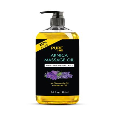 Pure By ZAP Arnica Massage Oil for Massage Therapy - Refreshing, and Relaxing - Natural Oils with Lavender & Chamomile Essential Oils - for All Skin Types - Men and Women 9.6 fl (FBA)