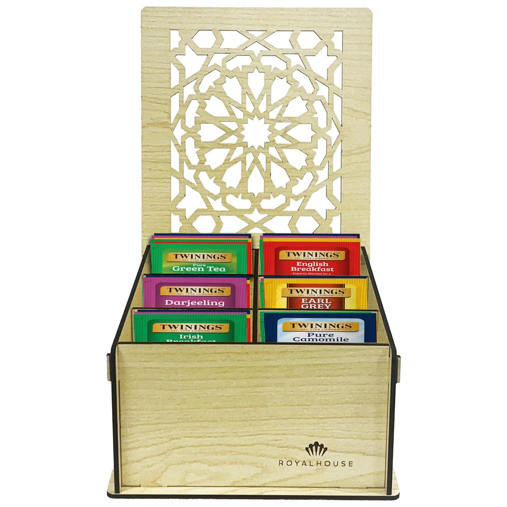 Twinings Tea Bag Sampler Variety with White Wooden Organizer Tea Chest (36 Tea Bags) 6 Different Popular Flavors, Gift for Tea Lovers: Women, Men, Mom, Dad, Family, Friends, Couples