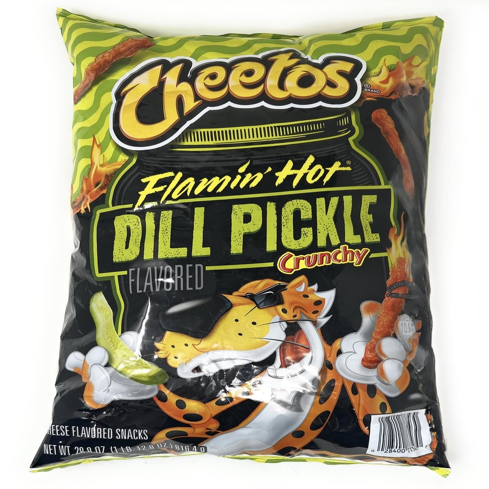 Cheetos Flamin' Hot Dill Pickle Crunchy Cheese Flavored Snacks Chips 28.8oz - 1 JUMBO bag