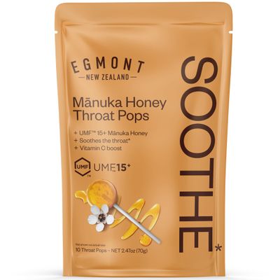 Egmont Honey Manuka Honey Throat Pops 10 Count | UMF 15+ New Zealand Honey with Vitamin C | Natural Soothing Lollipops