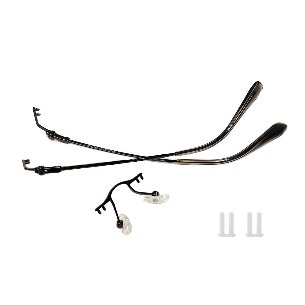 1 Pair Metal Frame Arms Titanium Temple Rimless Glasses Legs and Stainless Steel Nose Bridge Glasses Replacement Temple Eyewear Frame Temple with Double Rubber Plug