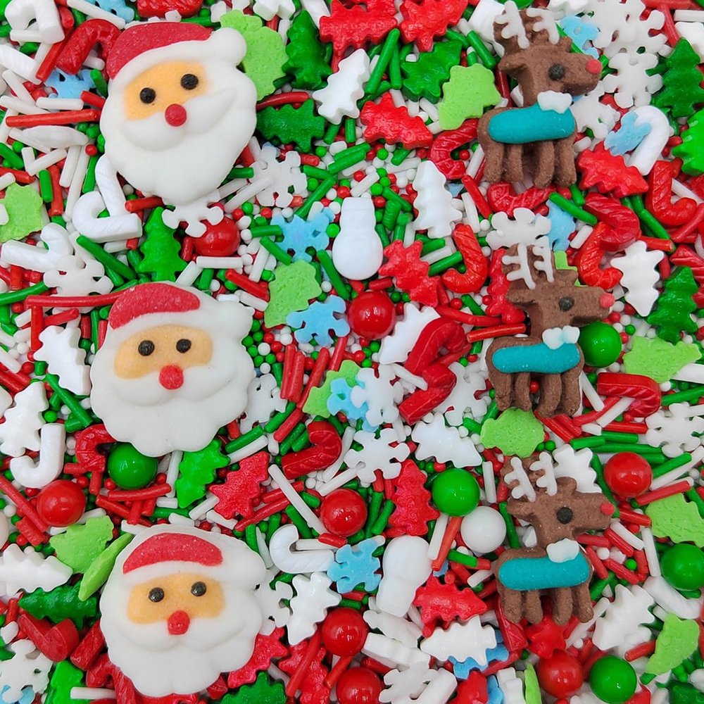 EPHVODI Christmas Sprinkles Edible Santa Claus and Christmas Reindeer Sprinkles for Cookie Decorating Holiday Baking Cupcake Cake Toppers Decoratings Supplies