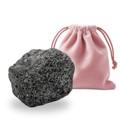 Black Lava Rock Raw Healing Crystals, 1.8"-2.2" Large Size Raw Stones, Natural Black Lava Rock Crystal with Velvet Pouch for Home Decor, Tray, Collection