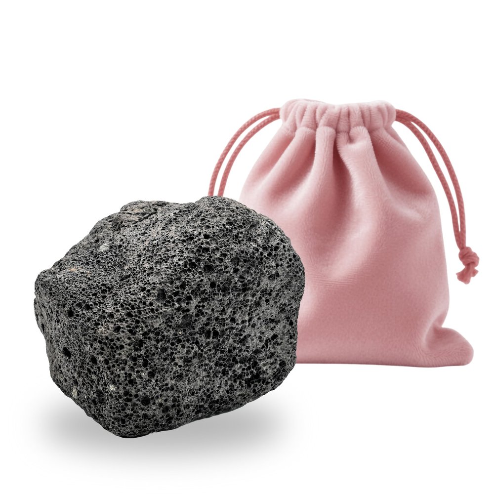 Black Lava Rock Raw Healing Crystals, 1.8"-2.2" Large Size Raw Stones, Natural Black Lava Rock Crystal with Velvet Pouch for Home Decor, Tray, Collection