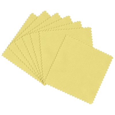 100 PCS Jewelry Cleaning Cloth,WINCUR Double-Sided Velvet Polishing Cloths Cleaning Wipes for Sterling Silver, Gold, Brass, Silverware, Coin, Ring, Watch and More Small Polish ClothYellow