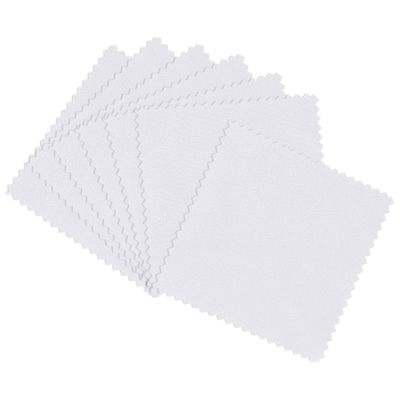 100 PCS Jewelry Cleaning Cloth,WINCUR Double-Sided Velvet Polishing Cloths Cleaning Wipes for Sterling Silver, Gold, Brass, Silverware, Coin, Ring, Watch and More Small Polish ClothWhite