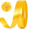 100 Yards 1 Inch Yellow Satin Ribbon, Solid Craft Fabric Ribbon for Christmas Gift Wrapping, Bows Making, Flower Bouquet, Wedding Party Decoration