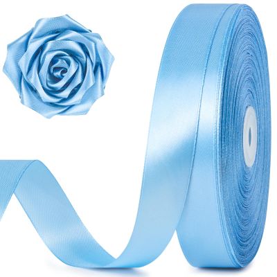 100 Yards 1 Inch Sky Blue Satin Ribbon, Solid Craft Fabric Ribbon for Christmas Gift Wrapping, Bows Making, Flower Bouquet, Wedding Party Decoration