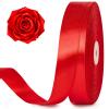 100 Yards 1 Inch Red Satin Ribbon, Solid Craft Fabric Ribbon for Christmas Gift Wrapping, Bows Making, Flower Bouquet, Wedding Party Decoration view 1