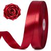100 Yards 1 Inch Wine Red Satin Ribbon, Solid Craft Fabric Ribbon for Christmas Gift Wrapping, Bows Making, Flower Bouquet, Wedding Party Decoration view 1