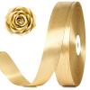 100 Yards 1 Inch Champagne Gold Satin Ribbon, Solid Craft Fabric Ribbon for Christmas Gift Wrapping, Bows Making, Flower Bouquet, Wedding Party Decoration view 1