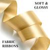 100 Yards 1 Inch Champagne Gold Satin Ribbon, Solid Craft Fabric Ribbon for Christmas Gift Wrapping, Bows Making, Flower Bouquet, Wedding Party Decoration view 4