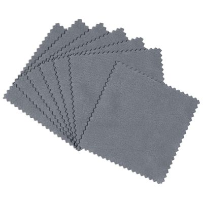 100 PCS Jewelry Cleaning Cloth,WINCUR Double-Sided Velvet Polishing Cloths Cleaning Wipes for Sterling Silver, Gold, Brass, Silverware, Coin, Ring, Watch and More Small Polish ClothGrey